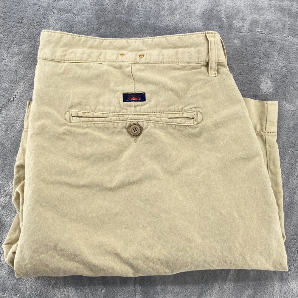 Faherty Mens 36 Khaki Tan Linen Blend Chino Shorts Quiet Luxury Preppy Resort